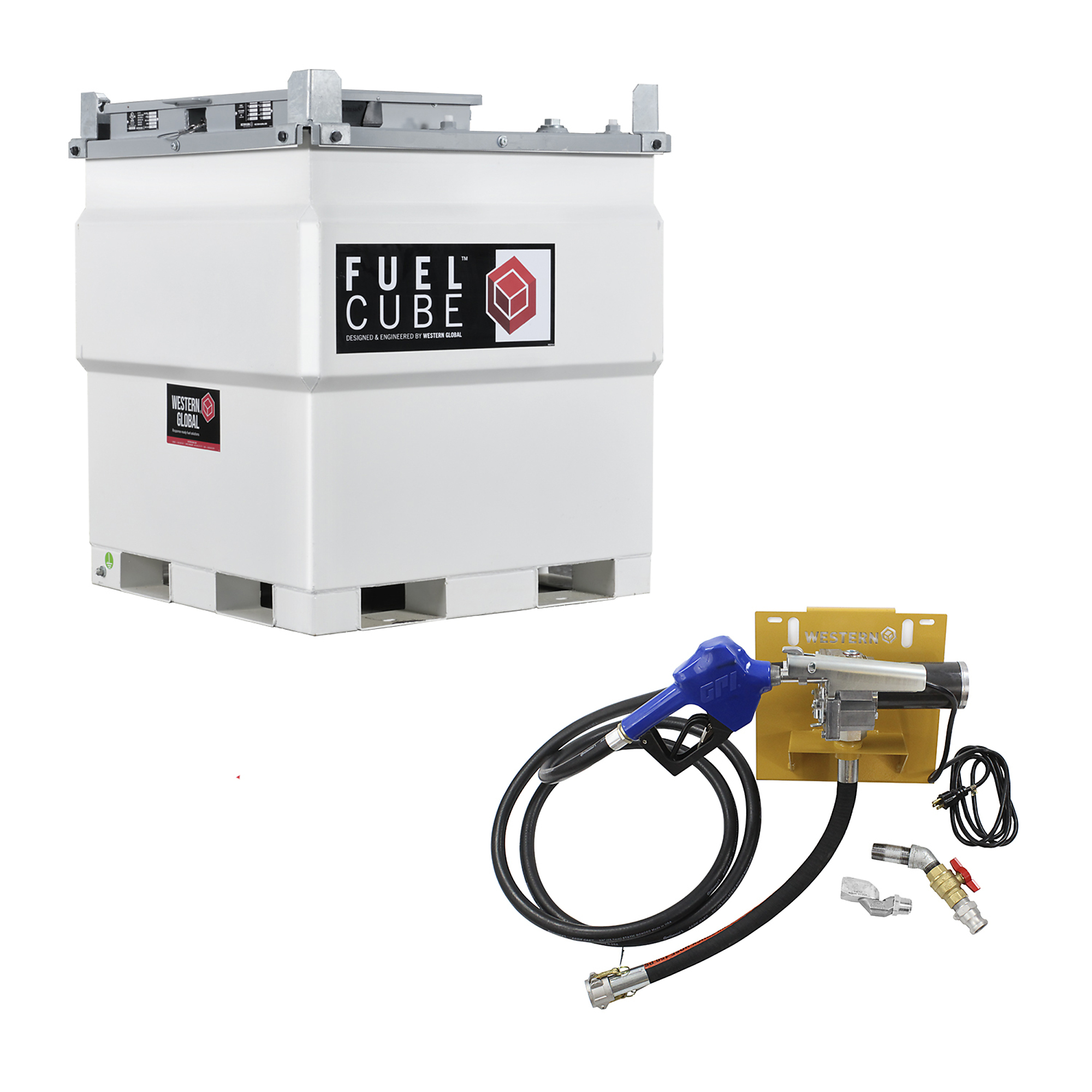 Western Global, FuelCube, 252 Gallons, w/ Gauge 115V Pump, Capacity 252 Gal, Shape Square, Model# FCPWN0250-11512GP-SNN